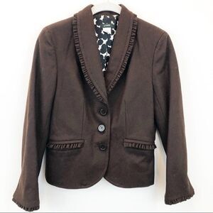 J. Crew Brown Wool Ruffled Blazer